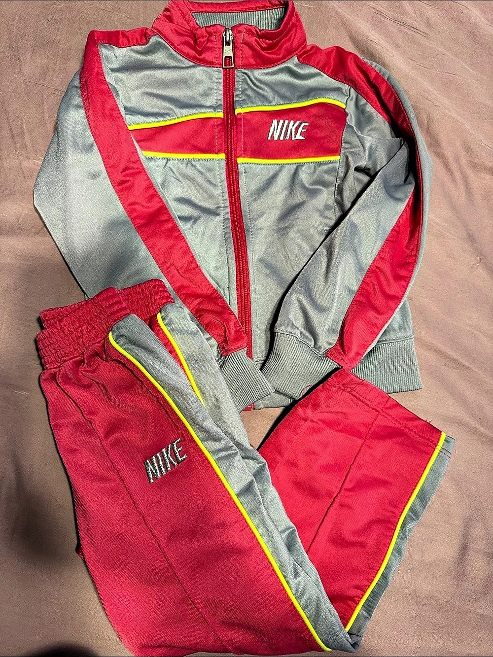 Nike Toddler Girls Tricot Track Jacket and Pants Set Pink & Gray 4T
